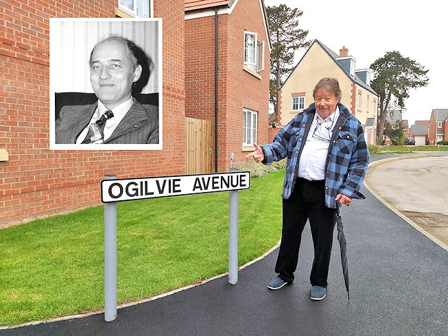 Richard Ogilvie points at the Ogilvie Avenue son, with his father, Eric, inset